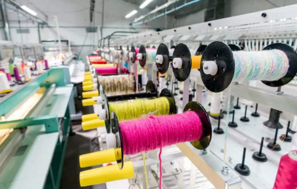 Yarn spools in factory