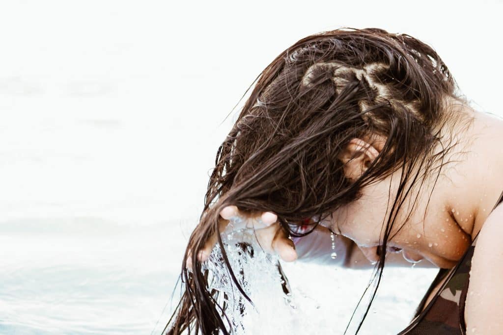 girl washing hair