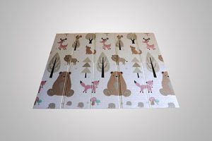 Easy Baby Nontoxic Foam Play Mat for Babies and Toddlers | Foldable, Washable, and Waterproof Playmat | Large 6'5 x 5'1 (Woodland Friends Pattern)