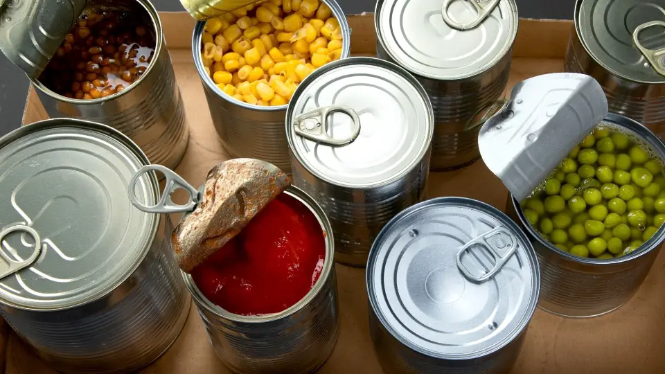 Canned food on a table