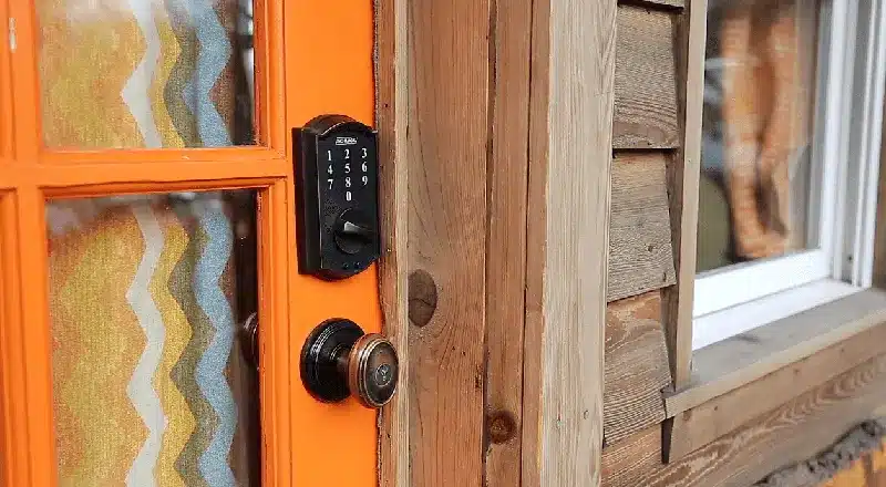 security door lock in tiny house
