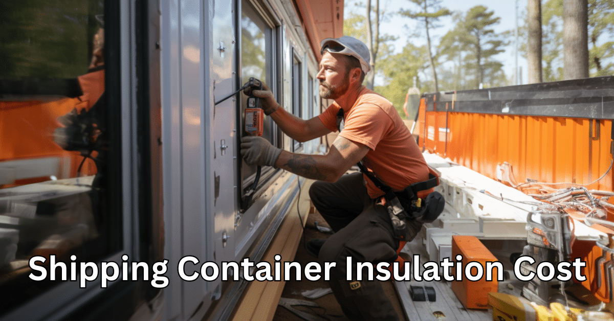 A worker installing an insulation system in a shipping container home
