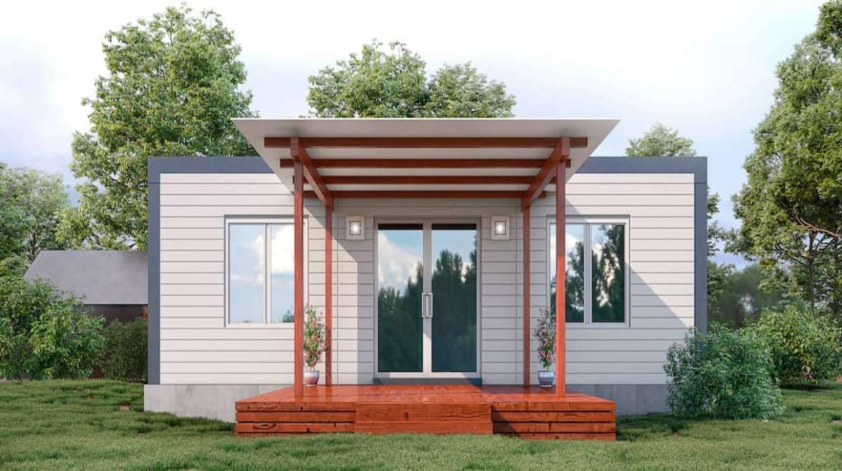A newly constructed container home. 