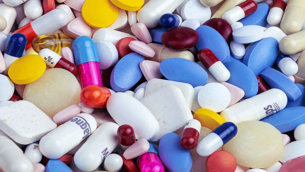 Different types of medicine tablets and capsules. 