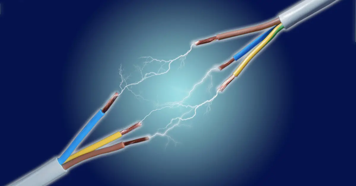 two electric wires connecting together, sparking and generating a charge