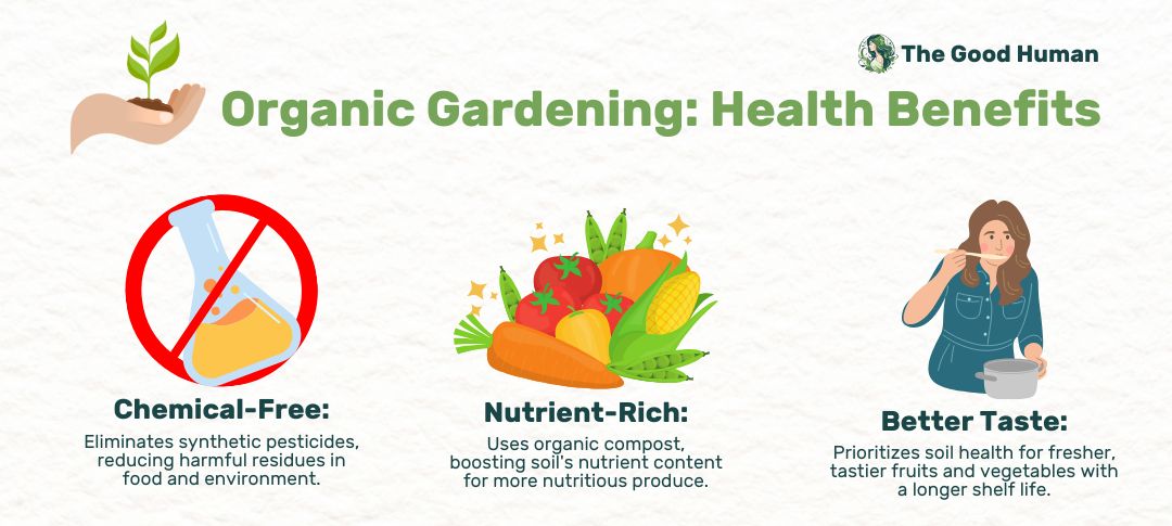 Health benefits of organic gardening.