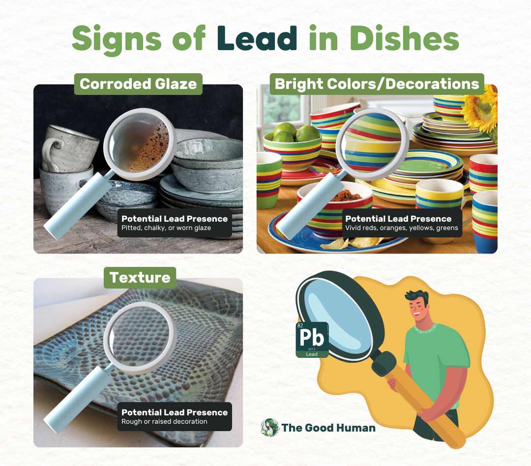 Signs of lead in dishes.
